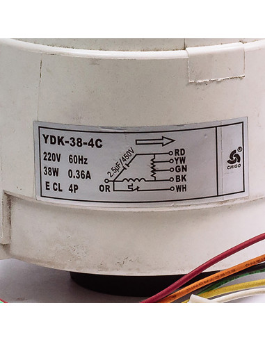 MOTOR EVAPORADOR 2 TON MOD: YDK38 4C